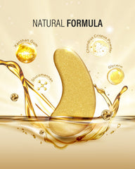 Maskiss 24k gold hyaluronic acid essence detail signals nourishing serum beneath patches.