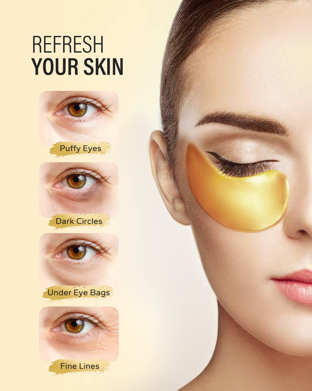 Maskiss 24k gold under-eye patches jar closeup highlights premium skincare
