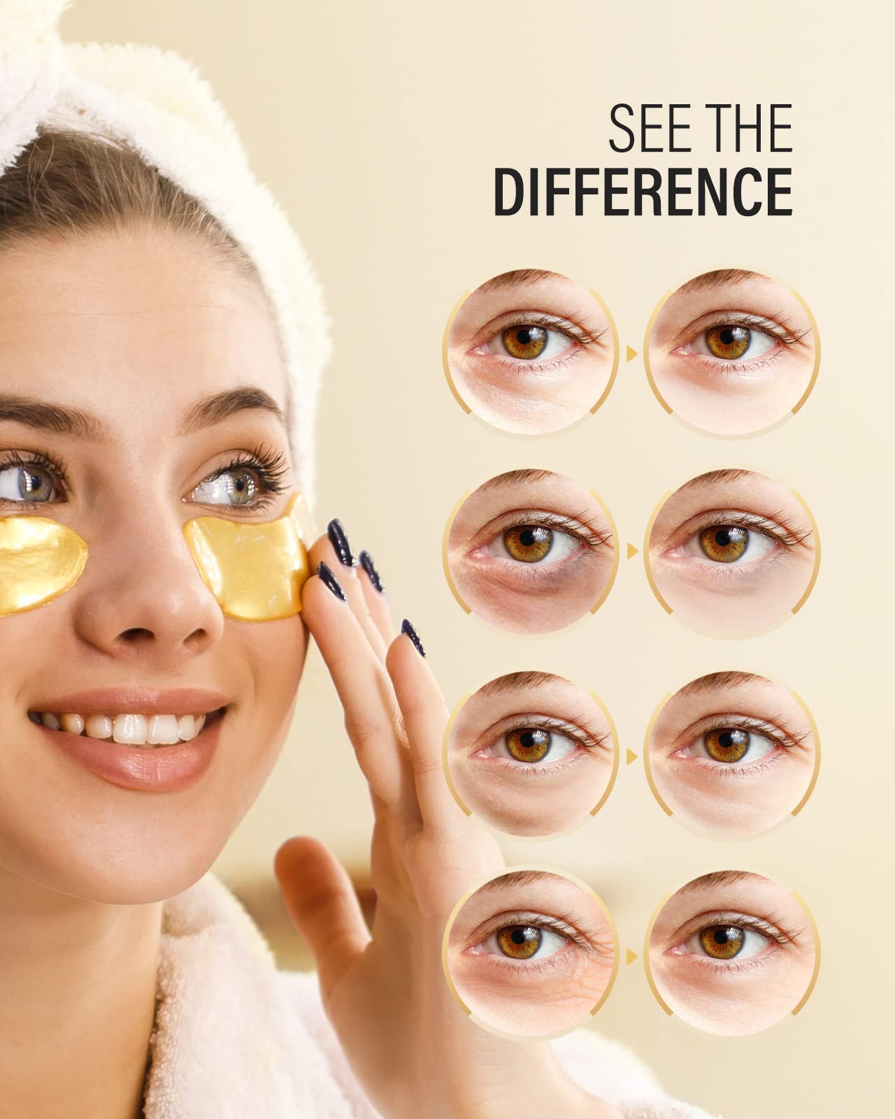 Maskiss patches address puffiness and dark circles under the eyes.