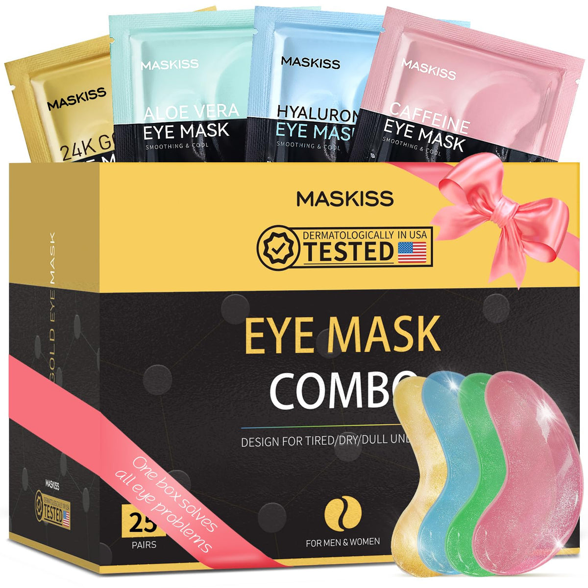 Maskiss Under Eye Patches packaging with individual seals for freshness.