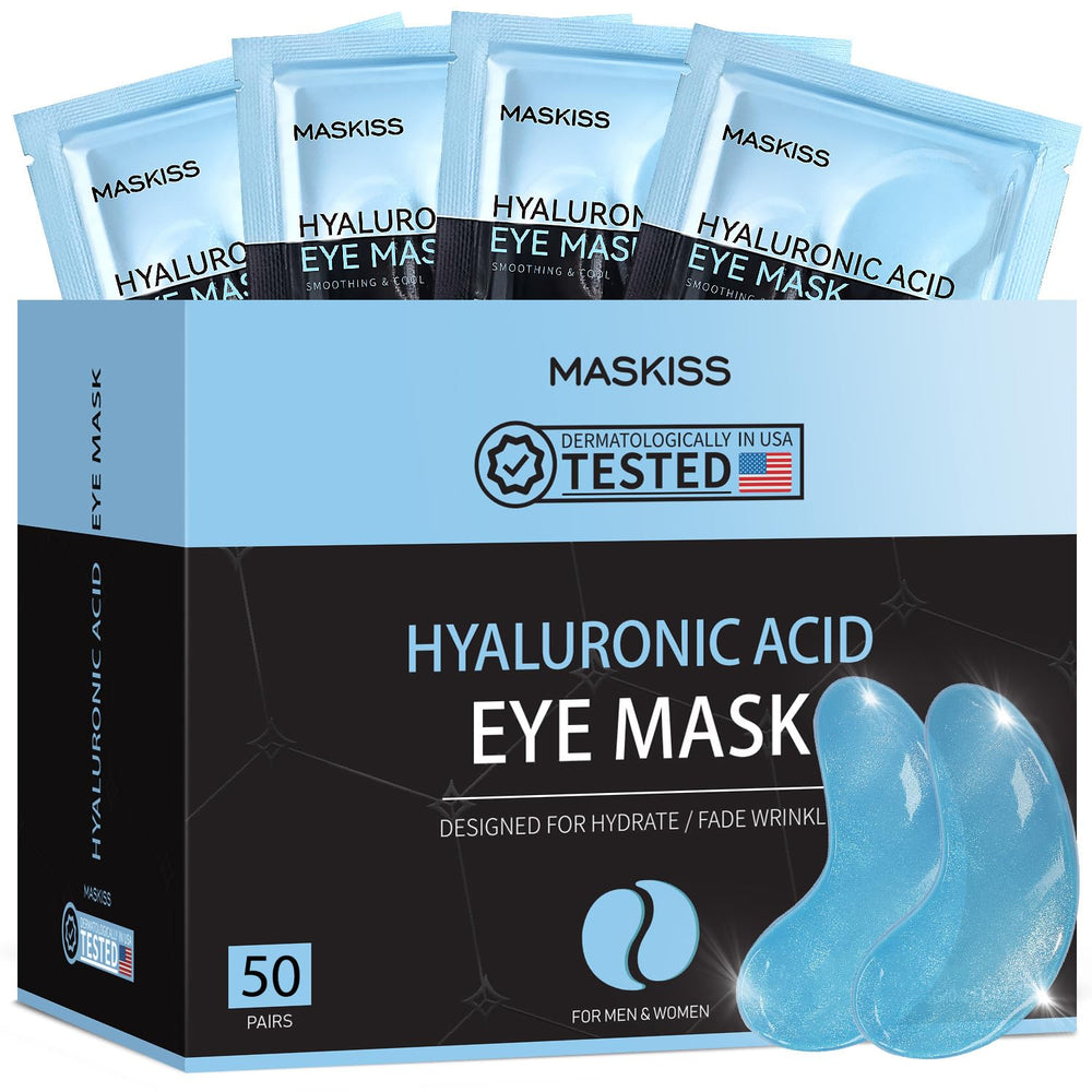 Maskiss Under Eye Patches packaging highlights premium, travel-friendly design