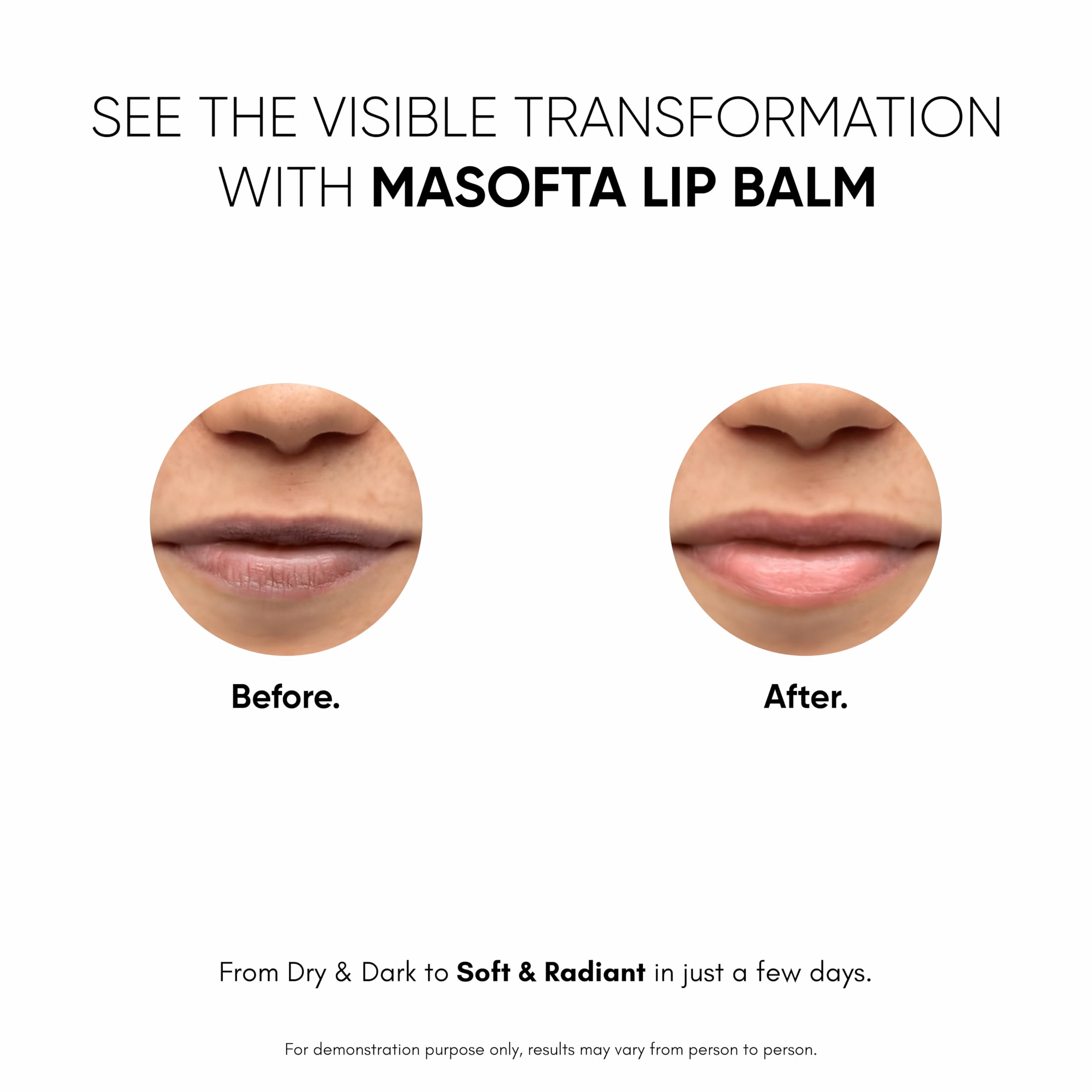 Masofta lip balm packaging-closeup shows compact, travel-friendly tube.