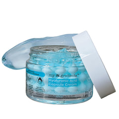 masque BAR My Ingredients hydrating capsule cream bottle shows daily hydration benefit
