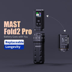 MAST TATTOO Fold2 Pro 2000mAh battery powers long sessions.