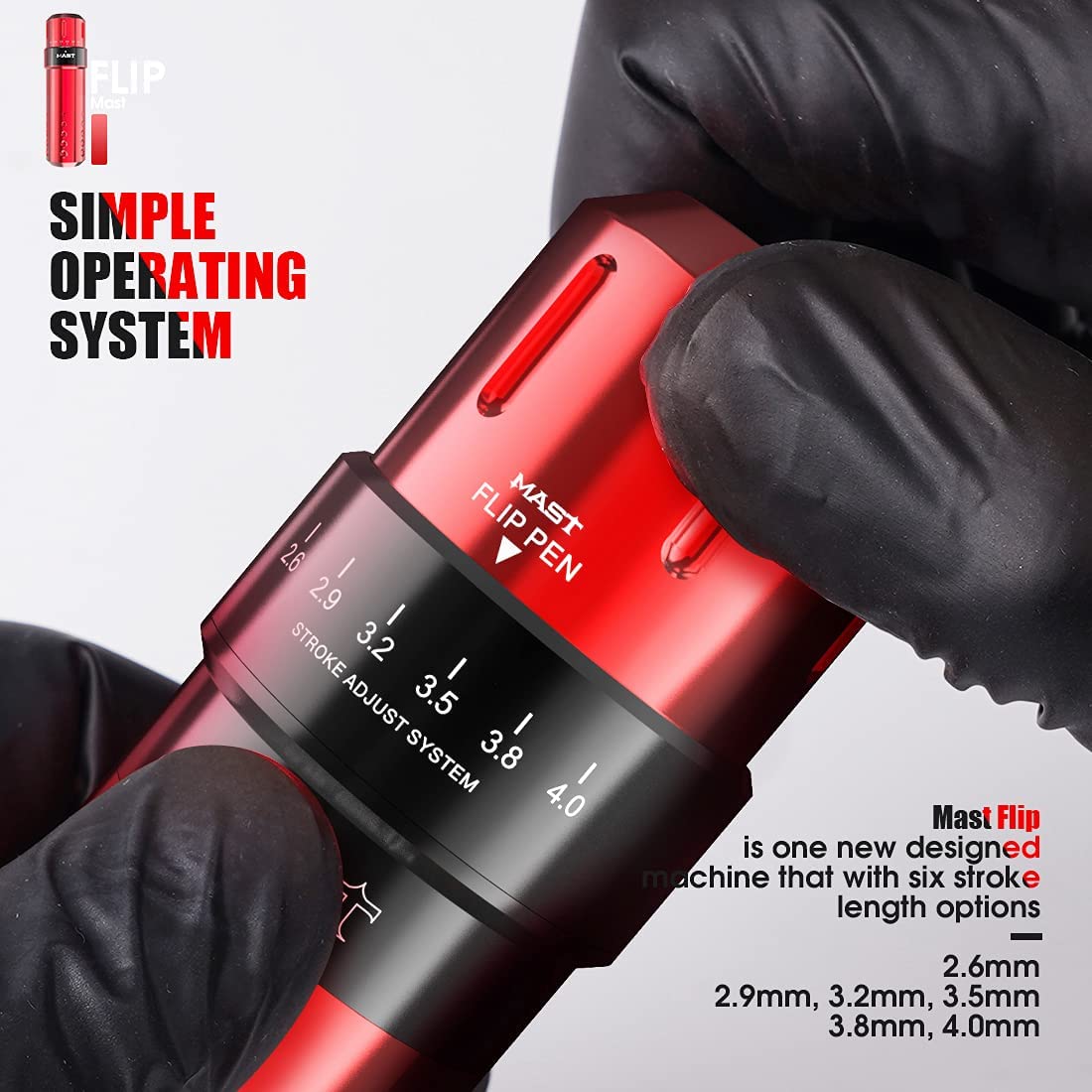 MAST TATTOO Mast Flip stroke length options for versatile effects