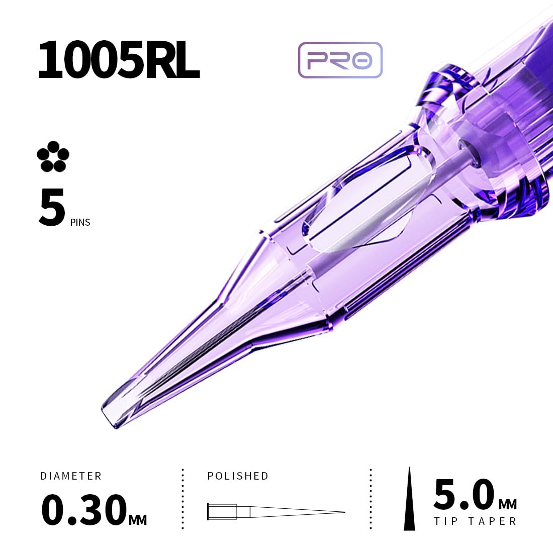 MAST TATTOO Mast Pro bugpin #10 round liner enables precise lines.