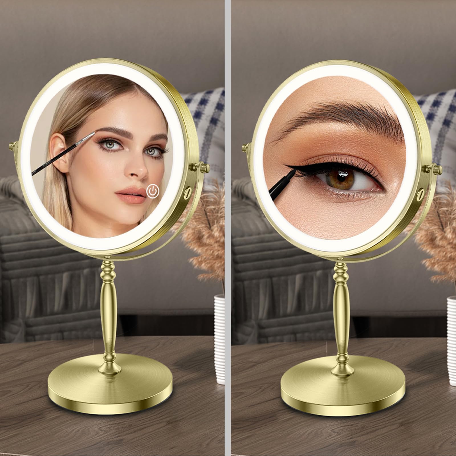 Matekxy brass gold finish vanity mirror for modern spaces
