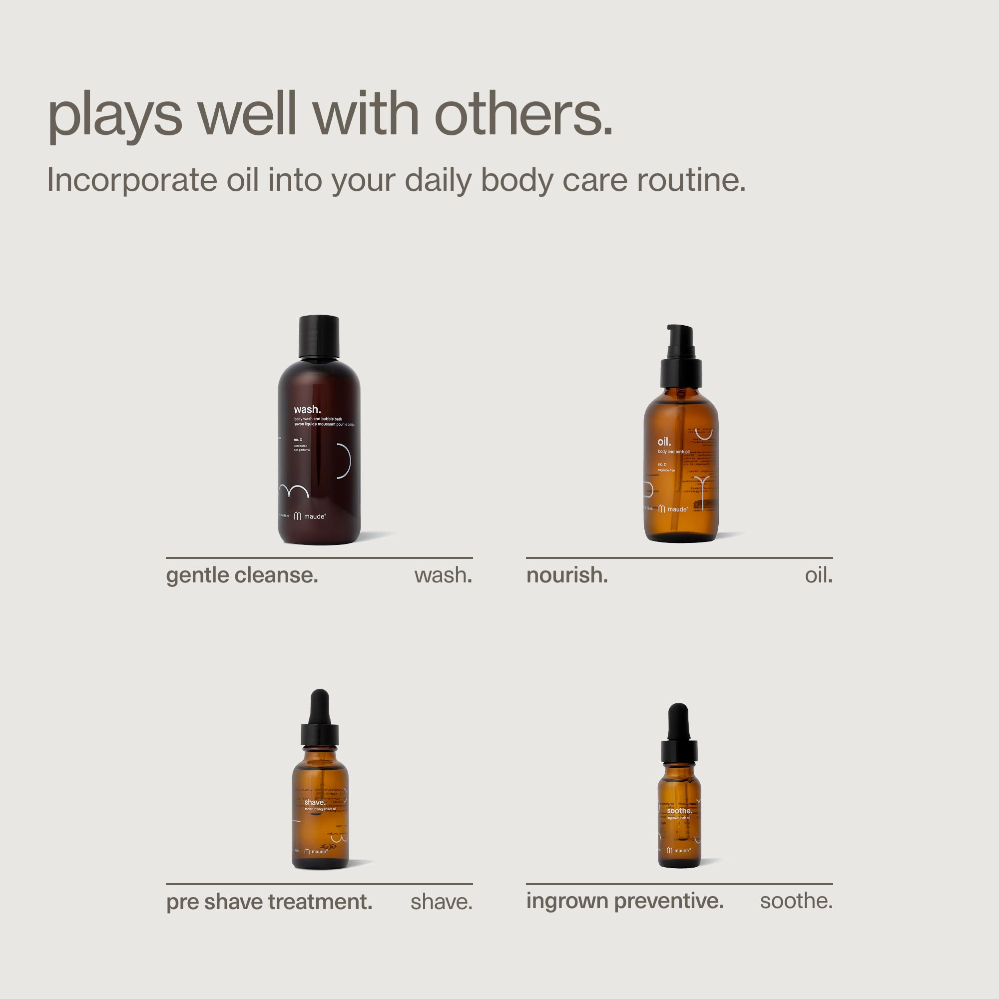 Maude Oil No. 0 skin-softening action on skin in everyday care.