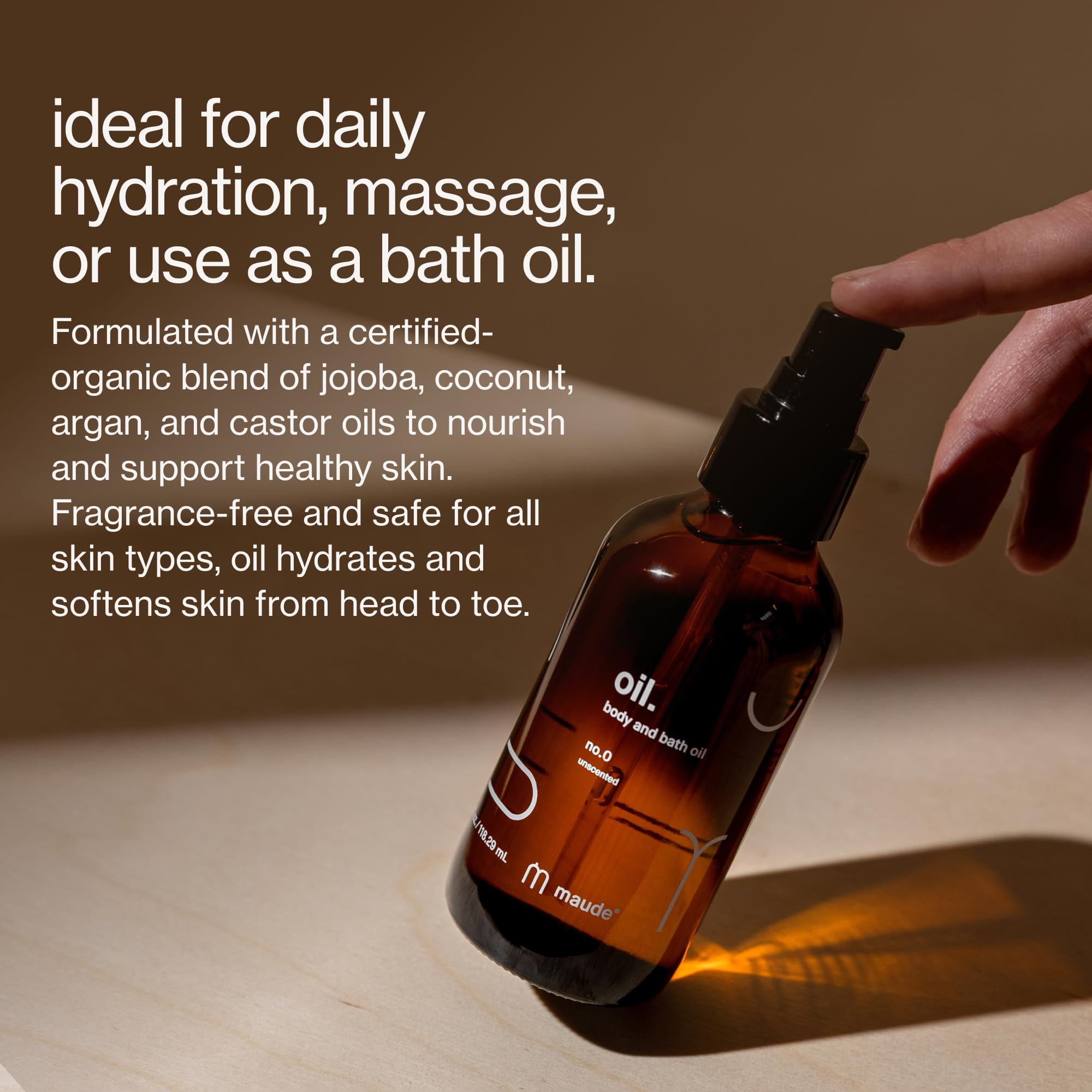 Maude Oil No. 0 texture pour demonstrates lightweight hydration for daily use.
