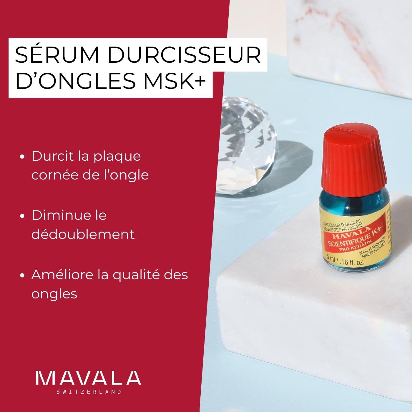 MAVALA Scientifique K+ application step image highlighting thin layer from center to tip