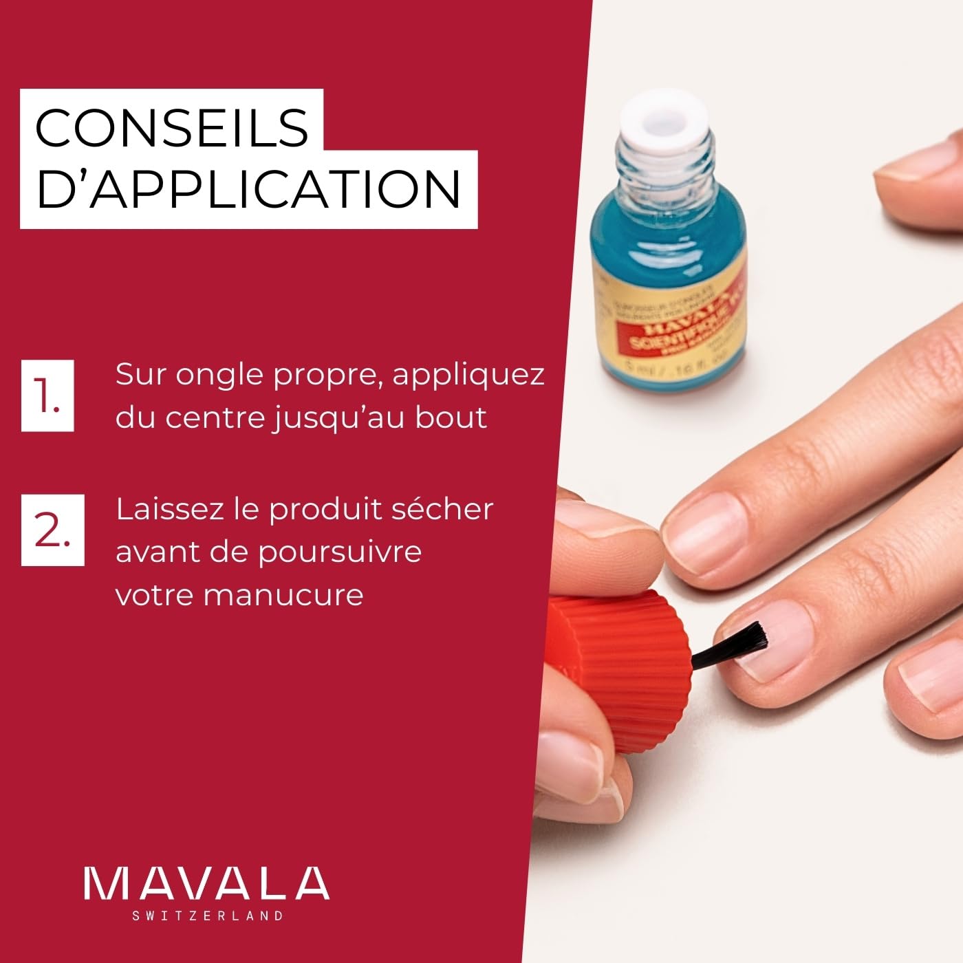 MAVALA Scientifique K+ nails close-up showing reinforced keratin fibers for resilience