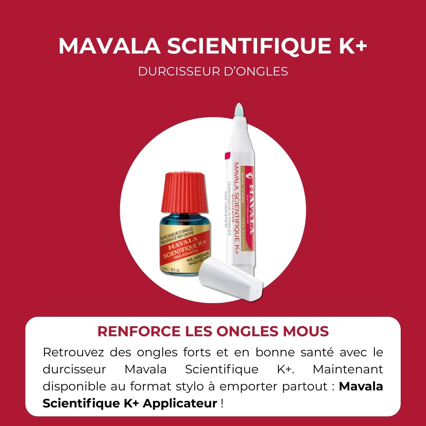 MAVALA Scientifique K+ packaging box emphasizes compact 0.16 fl oz size