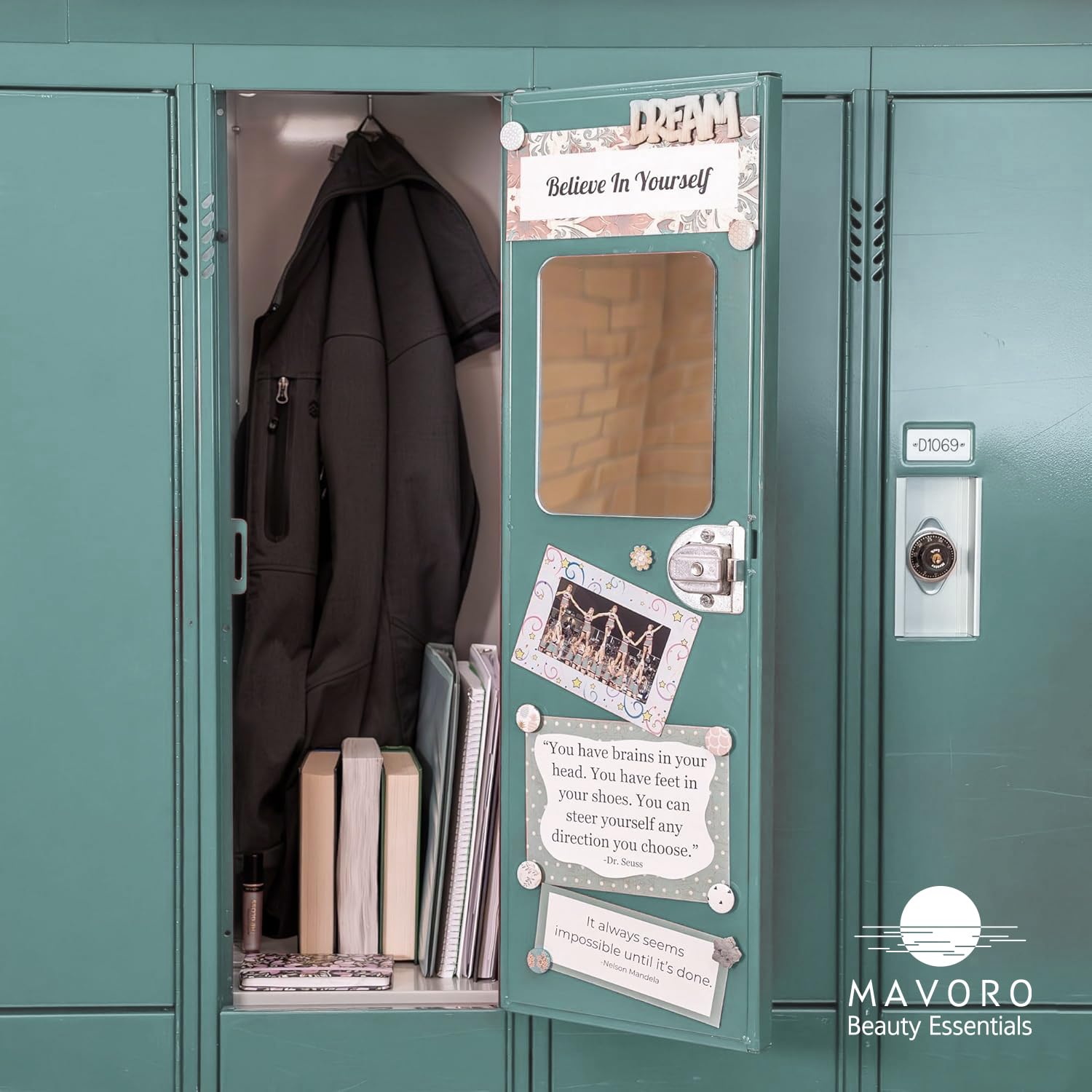 Mavoro kitchen-fridge-mirror handy for quick checks during cooking and organization