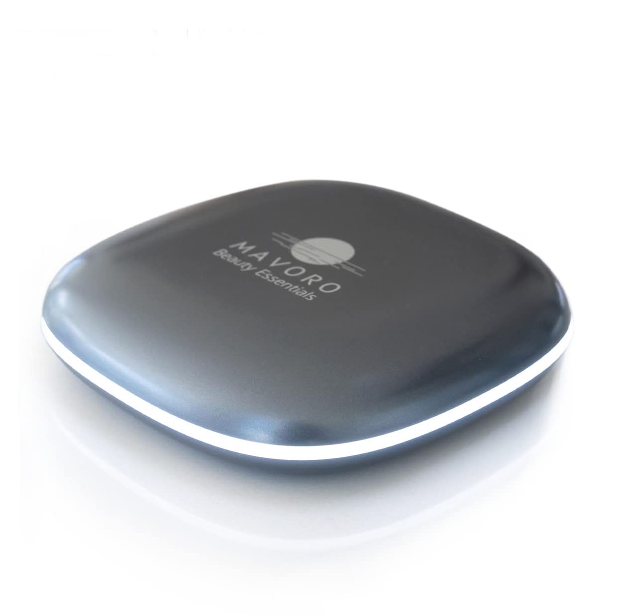Mavoro LED travel mirror front close-up showcases compact design for on-the-go makeup.