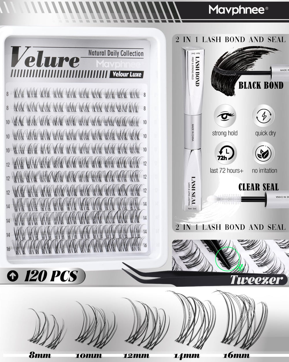 Mavphnee 120 pcs natural lash clusters for versatile, customizable looks