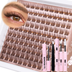 Mavphnee Brown Lash Cluster Kit packaging with full contents for at-home lash application