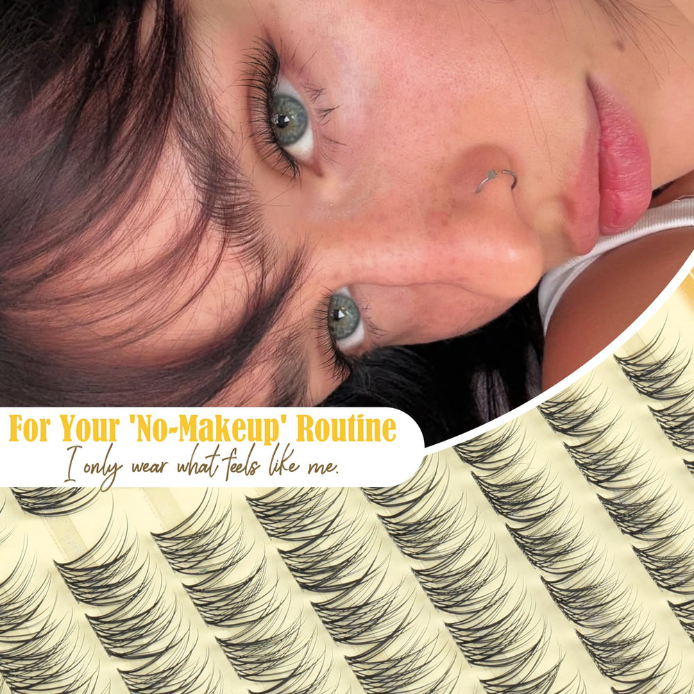 Mavphnee clear-band lash clusters application demonstrates undetectable finish and comfort.
