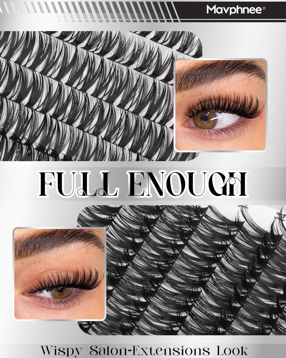 Mavphnee CD-curly lashes close-up offering natural lift with dramatic sweep