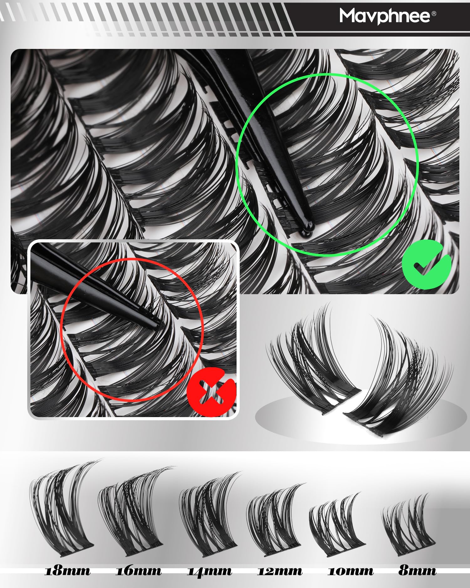 Mavphnee cotton band close-up with ultra-thin base vanishing into lash line