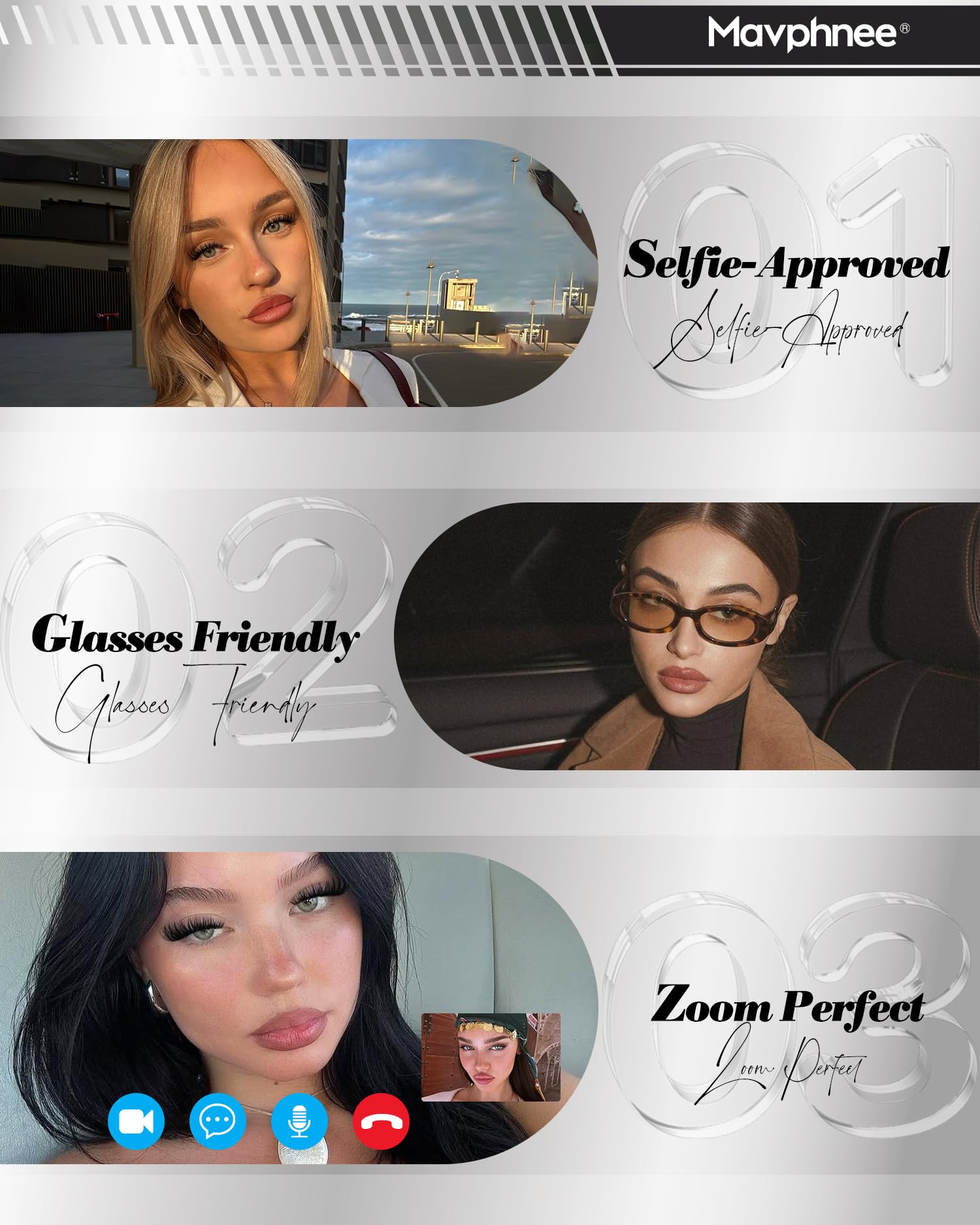 Mavphnee cruelty-free reusable lashes close-up for sustainable glam through multiple wears