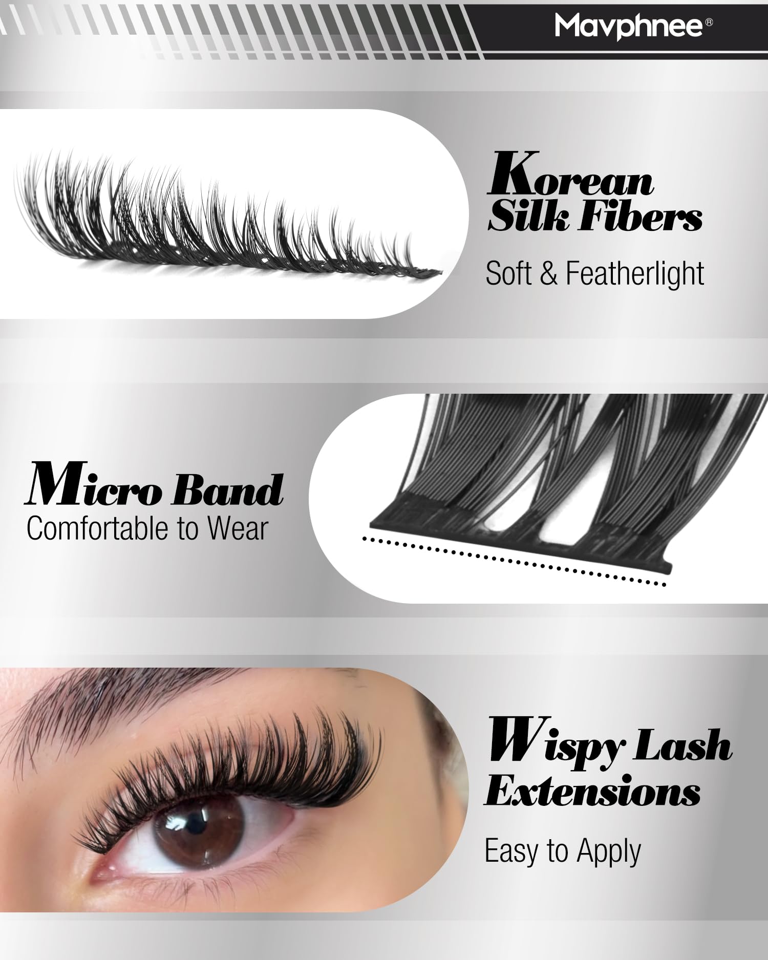 Mavphnee precision tweezers close-up for precise lash placement during DIY glam