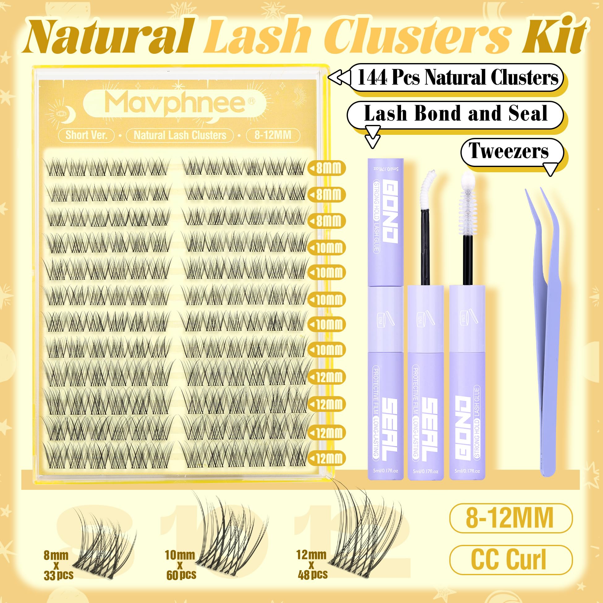 Mavphnee wispy soft texture CC-curly lashes for natural everyday looks.