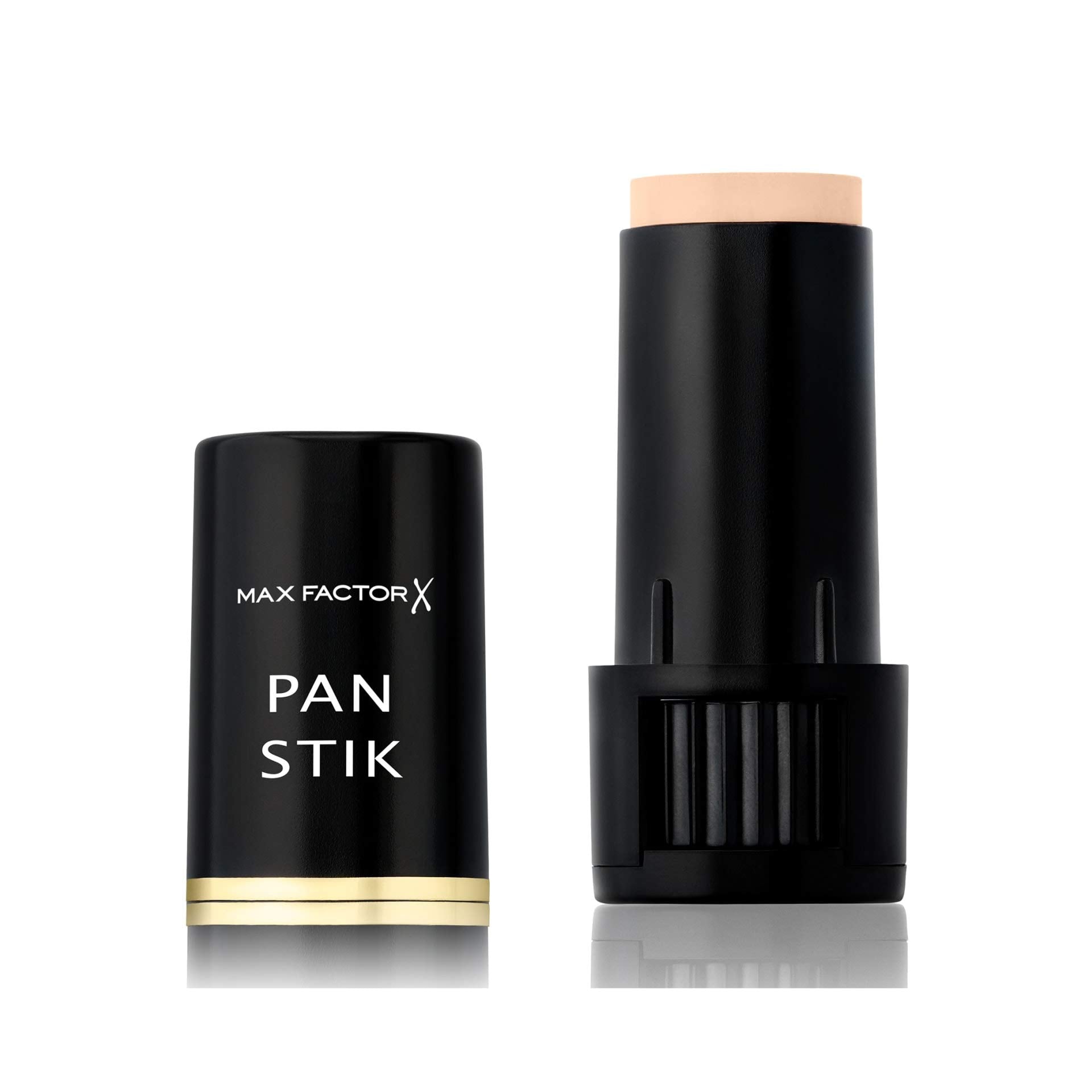 Max Factor Pan Stik Foundation 13 Nouveau Beige three-pack shows creamy coverage for everyday use.