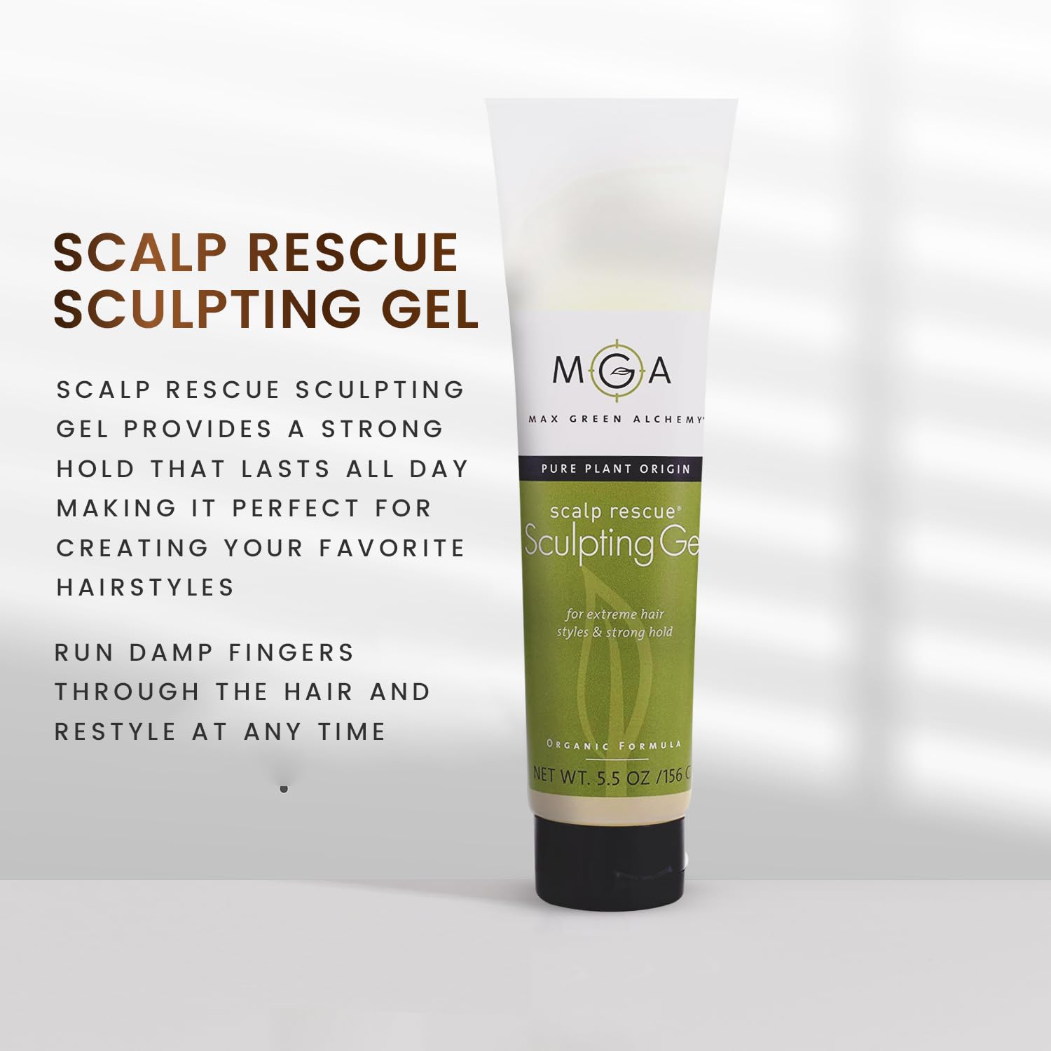 Max Green Alchemy MGA Vegan Sculpting Hair Gel in humidity shows frizz control and lasting hold