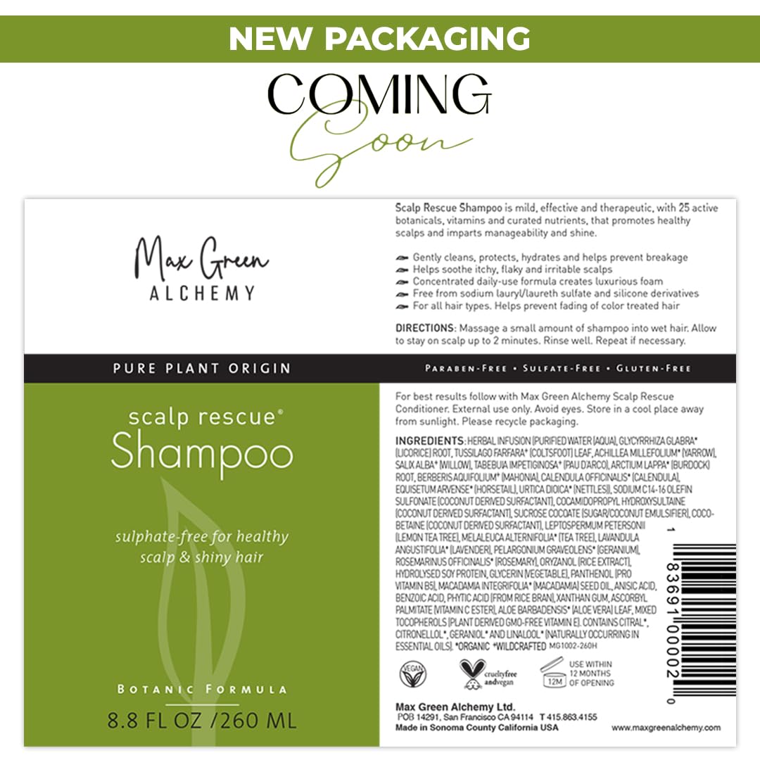 Max Green Alchemy MGA Vegan Hair Shampoo lather close-up showing rich, sulfate-free cleansing.