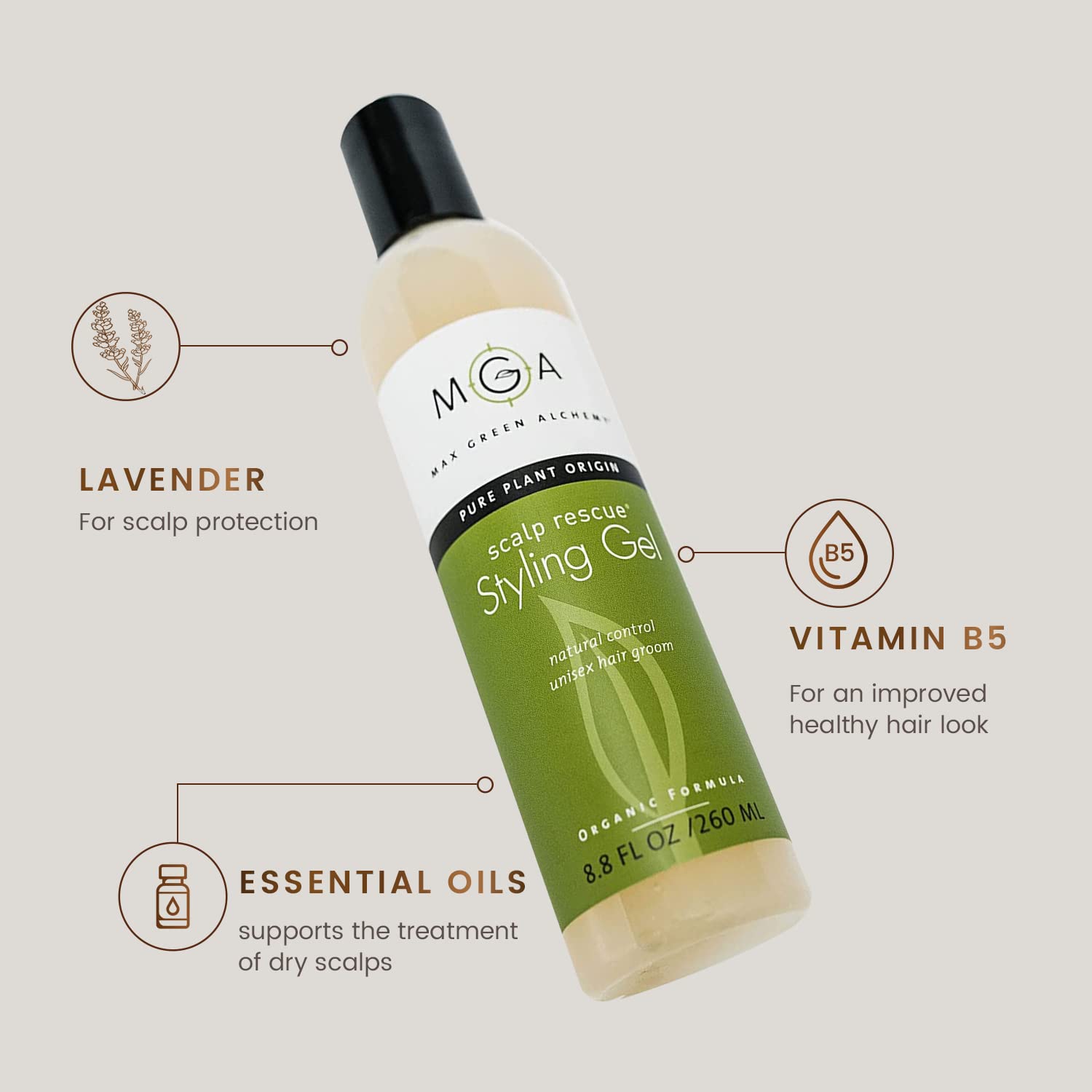 Max Green Alchemy Scalp Rescue gel in hand for easy application.