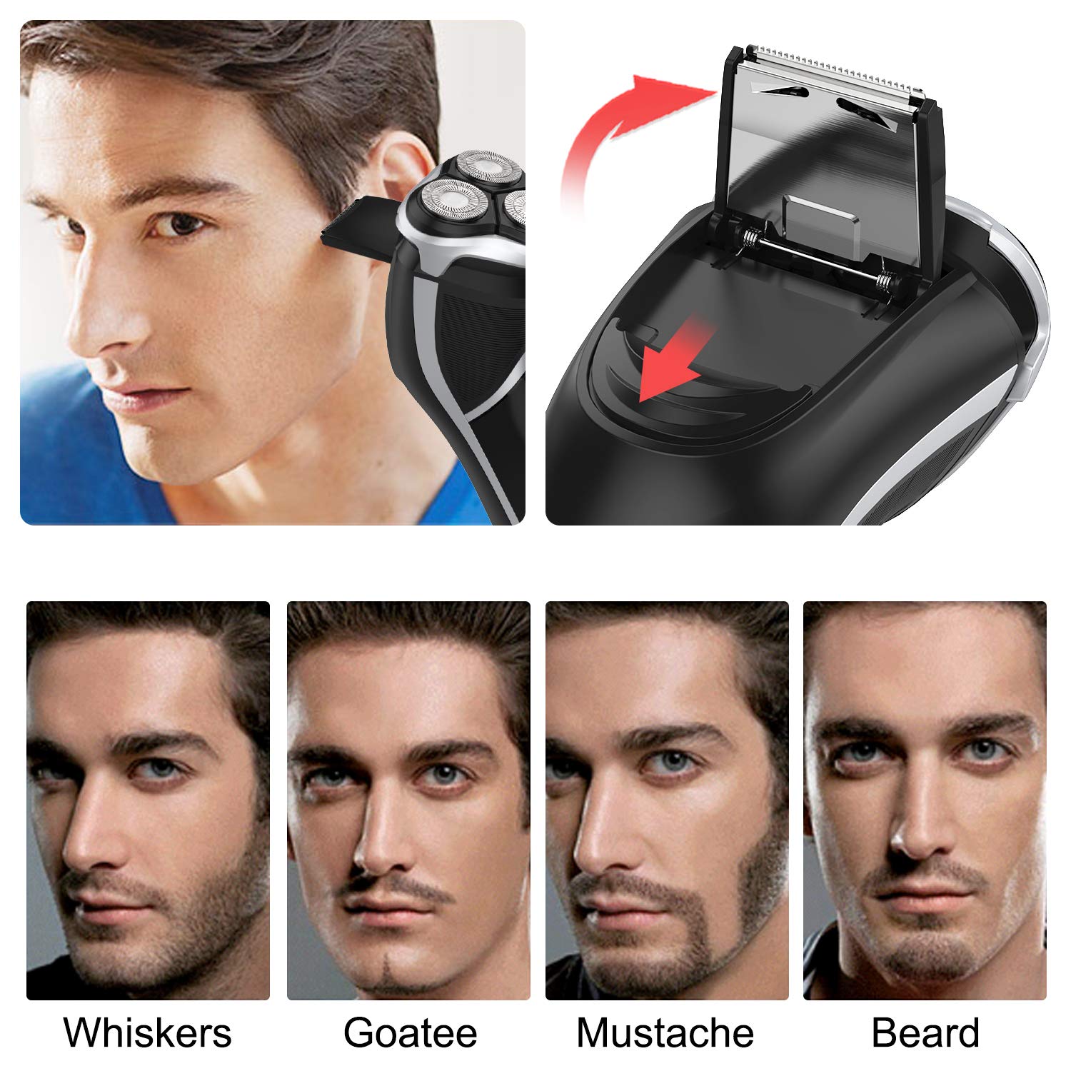 MAX-T shaver USB charging with quick charge and battery indicator.