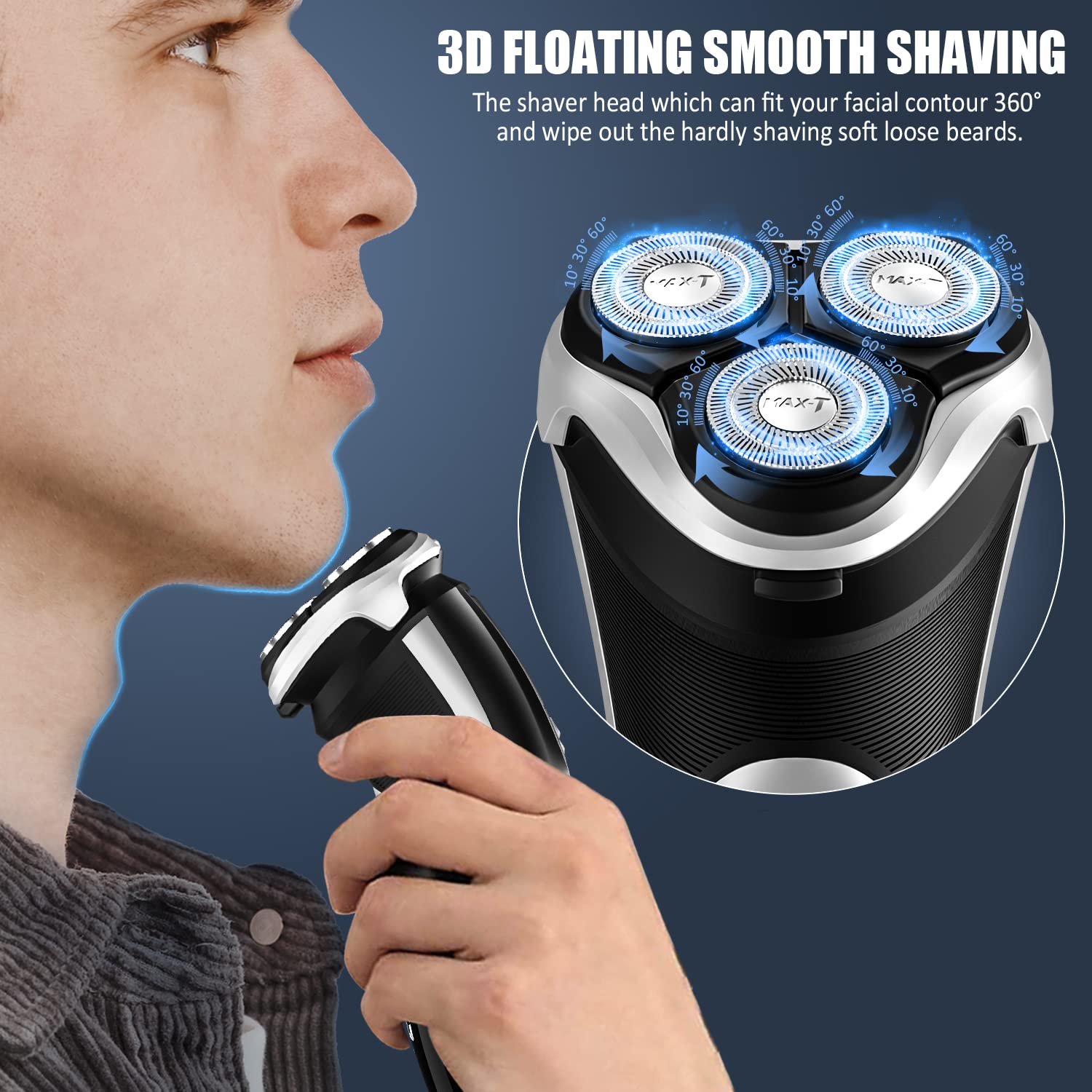 MAX-T shaver ready for wet and dry use with gel for smooth prep.