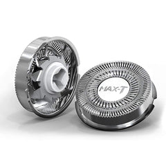 MAX-T replacement head hypoallergenic blades highlight skin-friendly design for daily grooming routines.