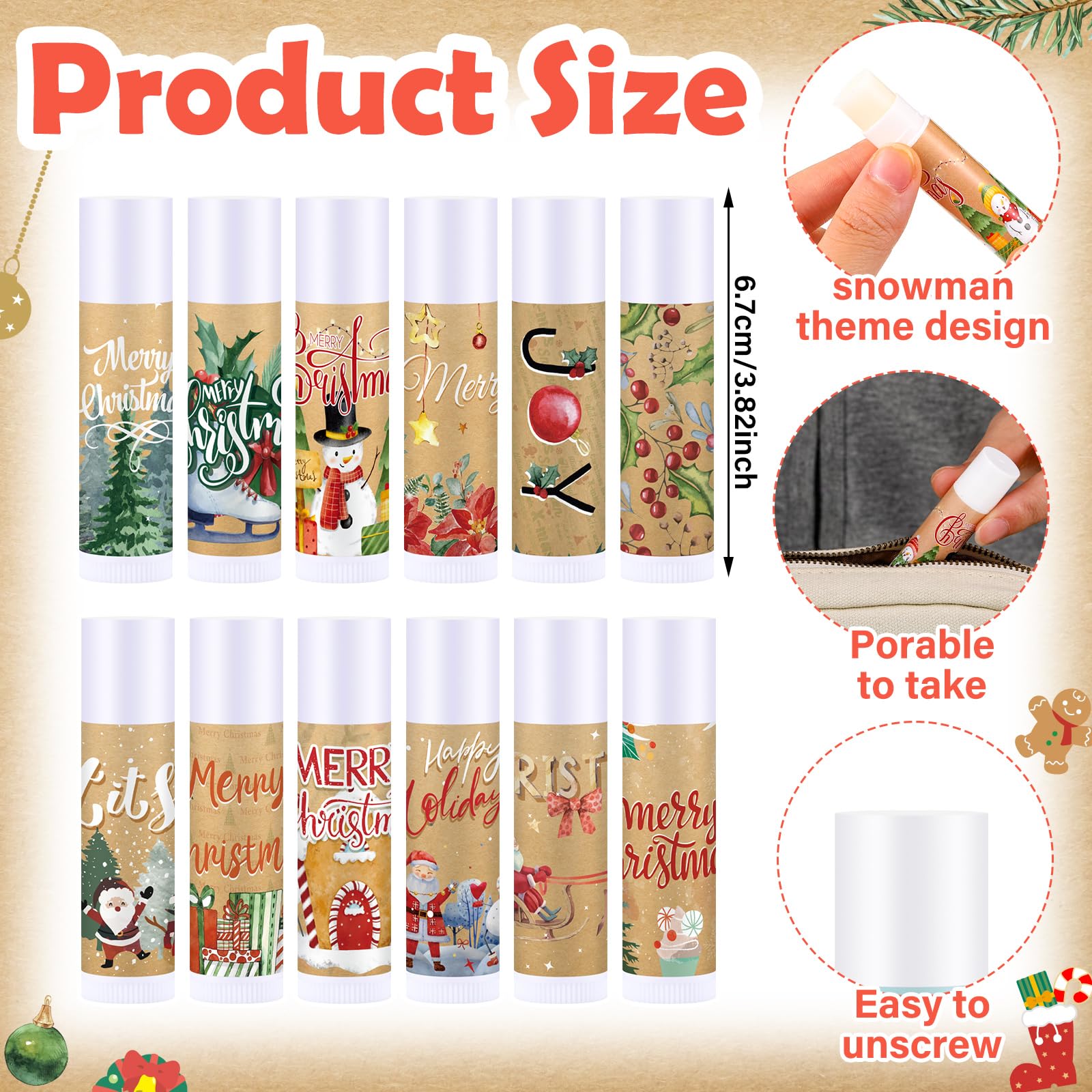 Maxcheck jasmine-flavor lip balm with candy cane visuals for portable moisture.