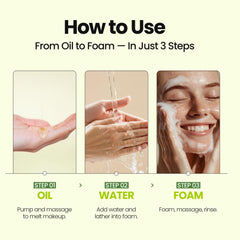 MAXCLINIC Cica Biome Oil to Foam activation highlights oil-to-foam transformation.