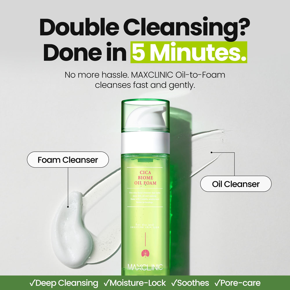 MAXCLINIC Cica Biome Oil texture shows silky oil for makeup dissolution.