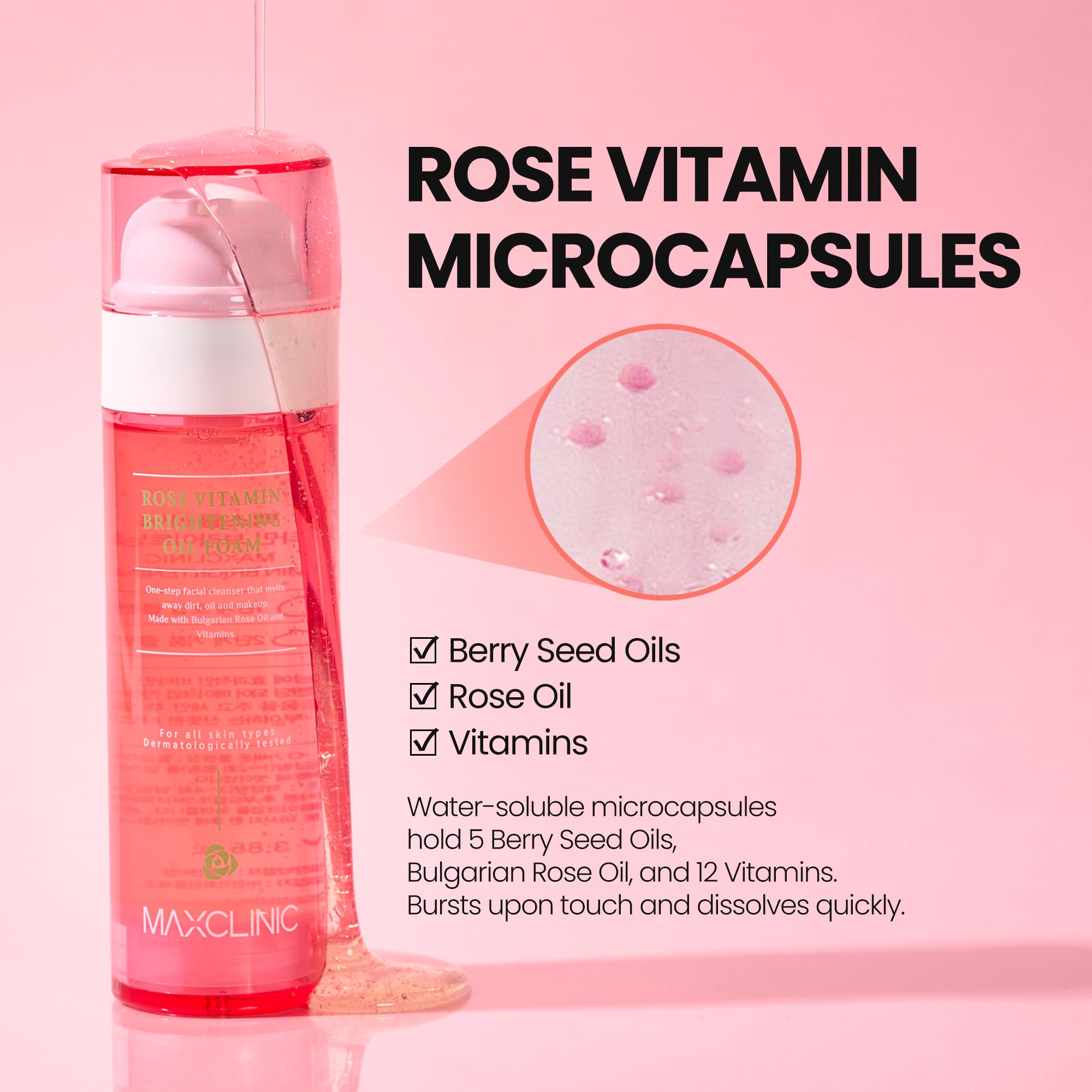 MAXCLINIC Deep pore cleansing scene demonstrates oil dissolving buildup for clearer pores.