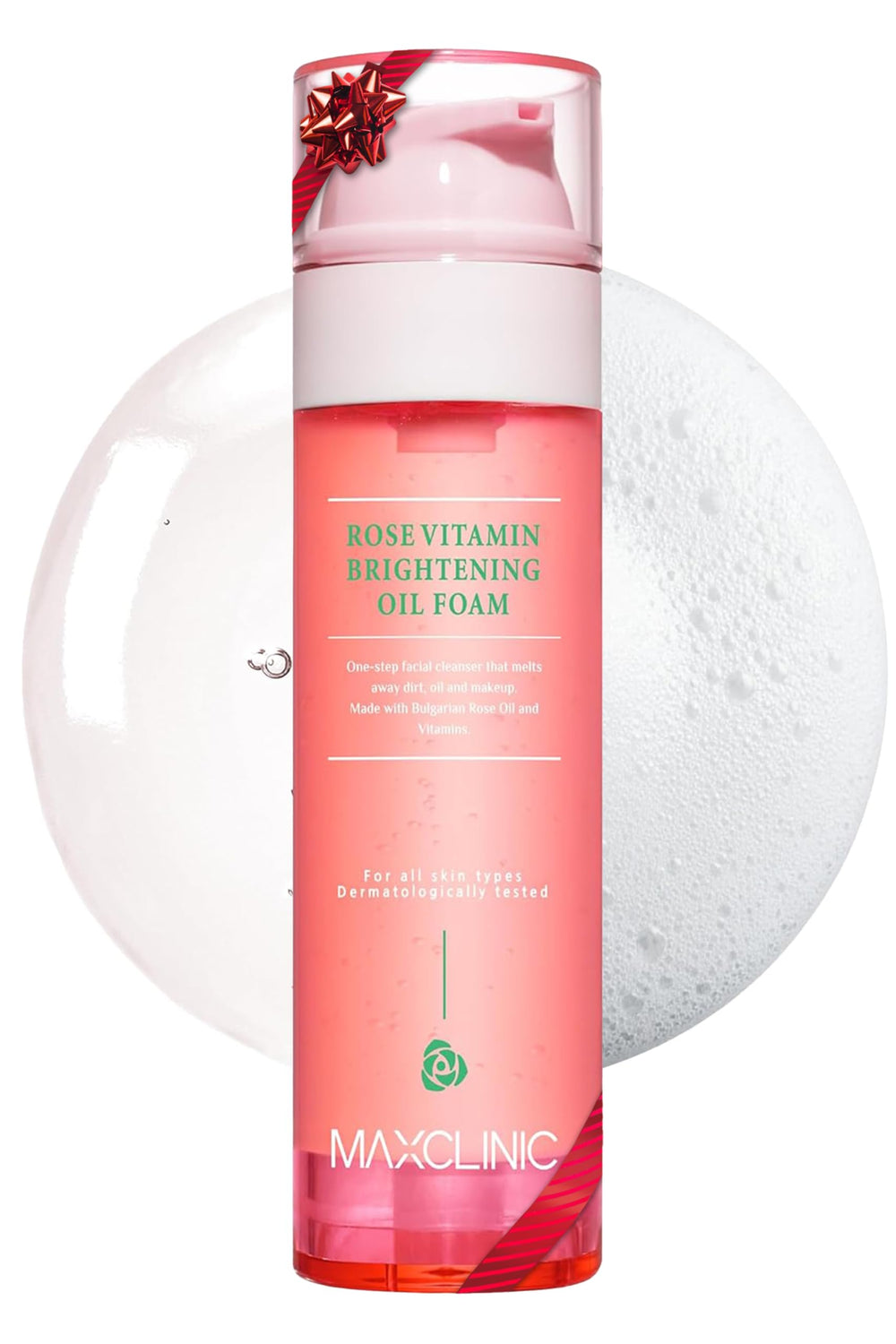 MAXCLINIC Rose Vitamin Oil to Foam bottle ready for effortless daily cleansing and makeup removal.