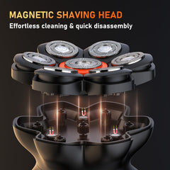 MAXGROOM 7D rotary blades in action on scalp for smooth shave