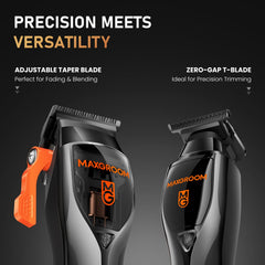 MAXGROOM cordless operation shows 100 minutes of runtime for multiple cuts