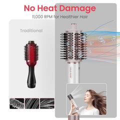 MAXGROOM hair dryer brush ionic-technology close-up highlights anti-frizz action