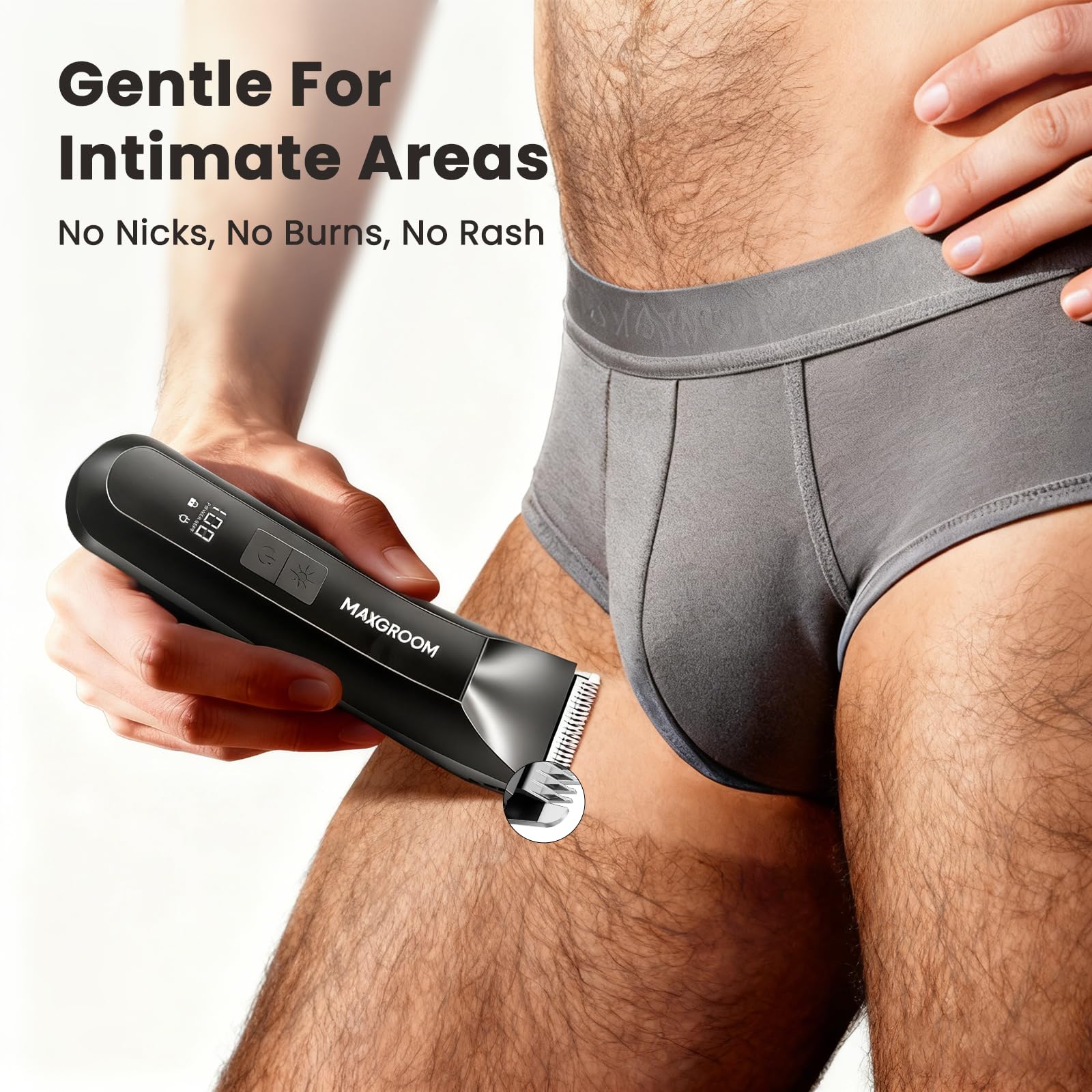 MAXGROOM IPX7 waterproof design allows wet or dry grooming in the shower