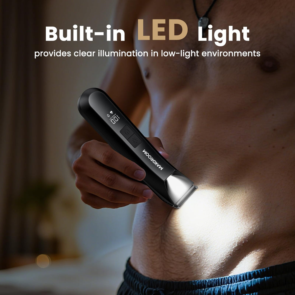 MAXGROOM LED light enhances visibility for precise trimming in dim light