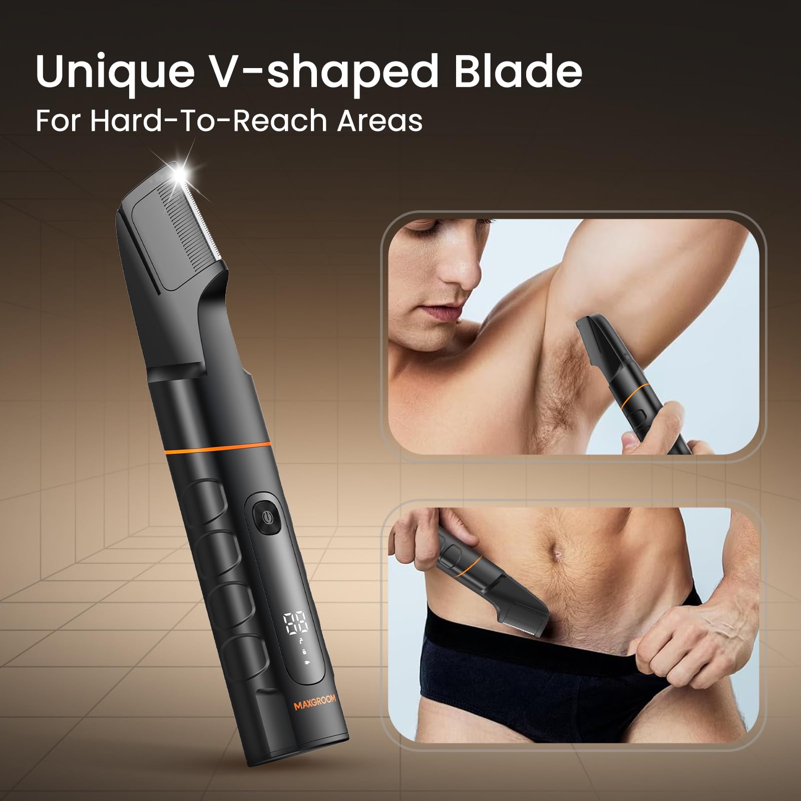 MAXGROOM U-shaped beard trimmer head with adjustable guides for tailored beard lines
