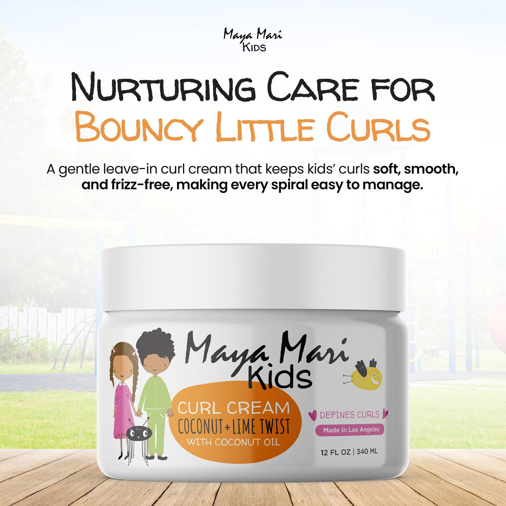 Maya Mari coconut-oil drop image—nourishes curls and aids detangling.