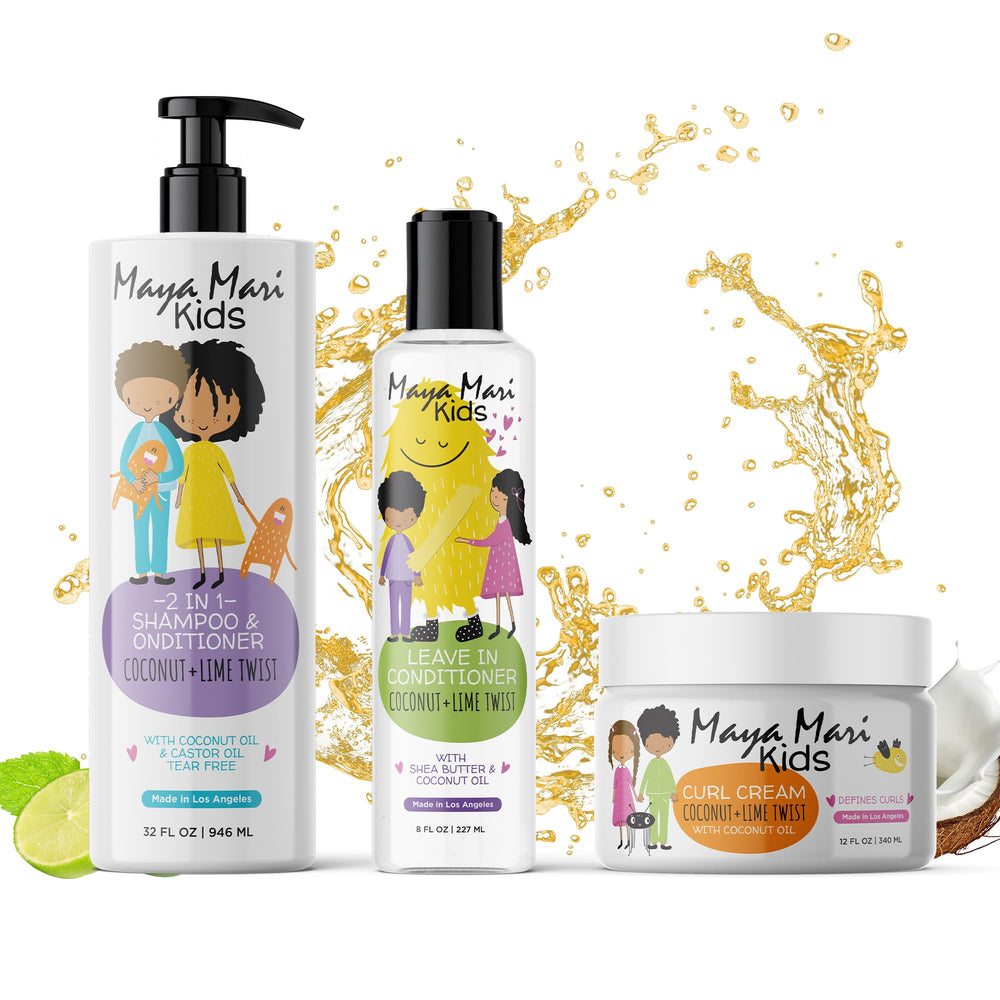 Maya Mari Kids Curly Hair Gift Set packaging highlights gentle kid routine