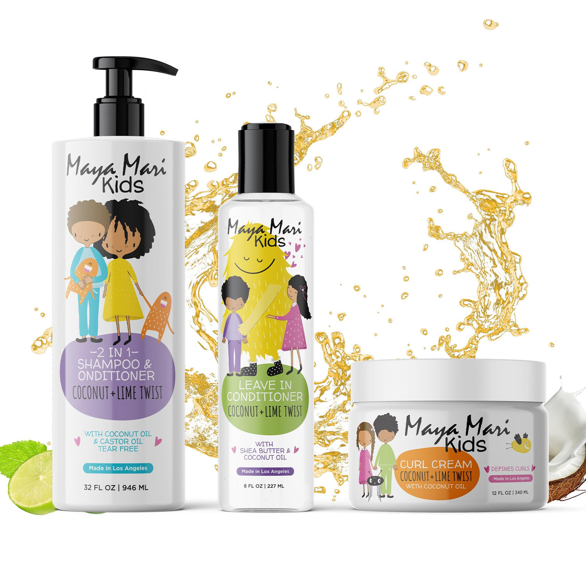Maya Mari Kids Curly Hair Gift Set packaging highlights gentle kid routine