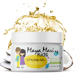 MAYA MARI Kids Hair Gel bottle front with gentle, flexible hold for toddler curls.