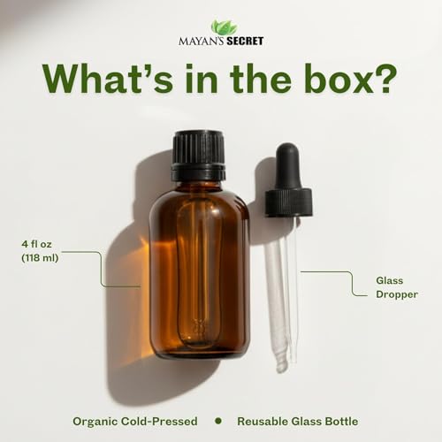 Mayan’s Secret organic apricot oil in amber glass bottle preserves potency