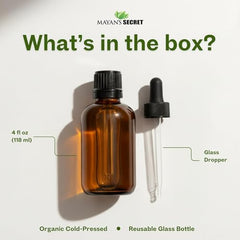 Mayan’s Secret organic apricot oil in amber glass bottle preserves potency